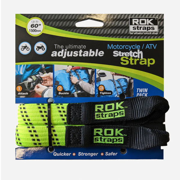 Rok Straps Rok motorcycle adj strap green/black reflective 2 pack [057]